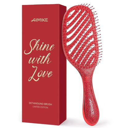 AIMIKE Detangler Paddle Hair Brush for Women & Fine Hair, Wet & Dry