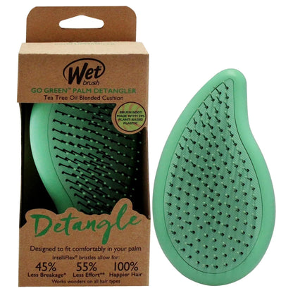 Wet Brush Go Green Palm Detangling Hair Brush Infused with Coconut Oil - Pain-Free Ultra-Soft Detangler Bristles Glide Through Tangles with Ease - Protects Against Split Ends For Wet & Dry Hair