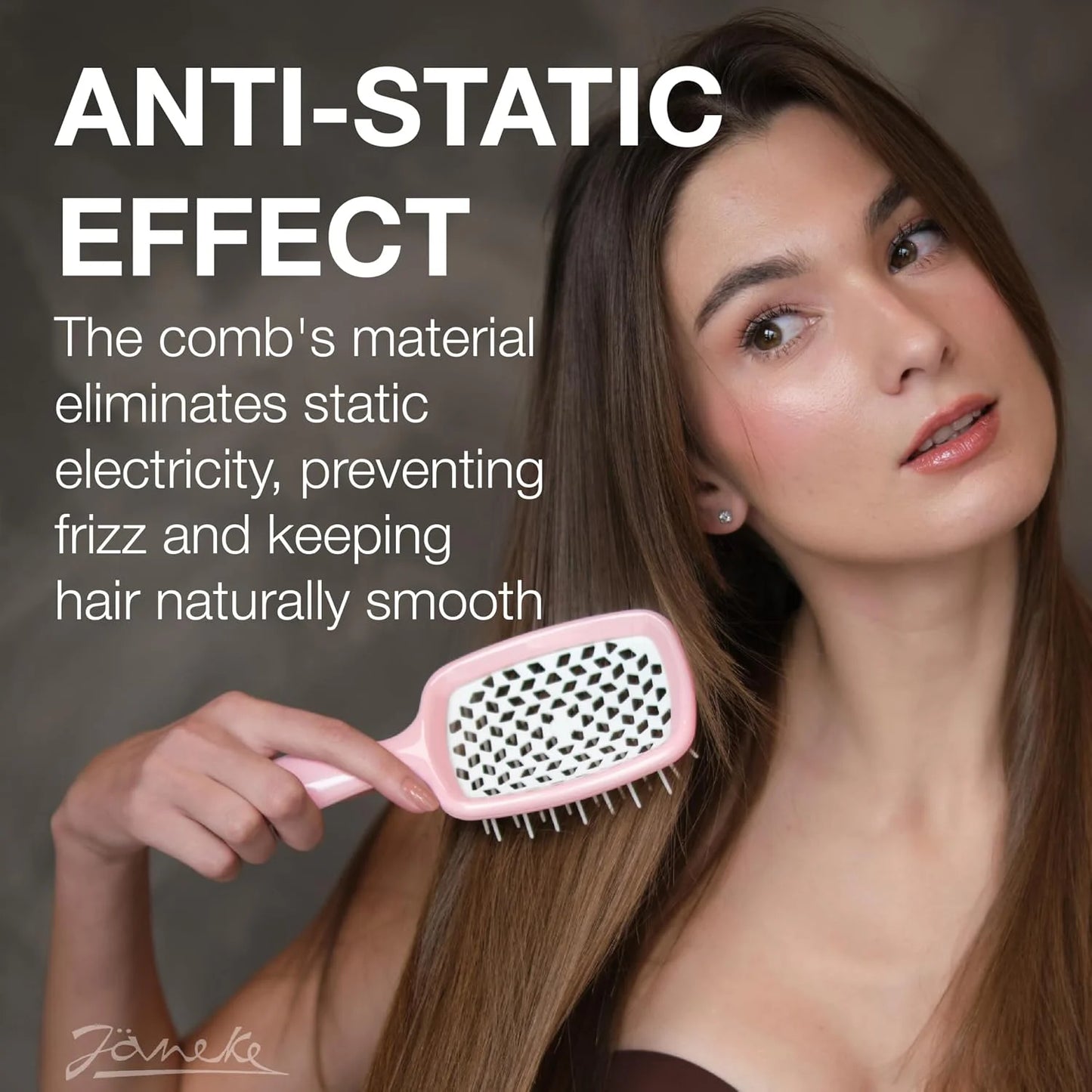 Janeke J-Brush Detangling Comb for Curly and Wavy Hair – Wide Tooth J-Shape Brush for Wet and Dry Use – Anti-Frizz, Lightweight and Gentle on Scalp – Made in Italy Professional Styling Tool (Black)