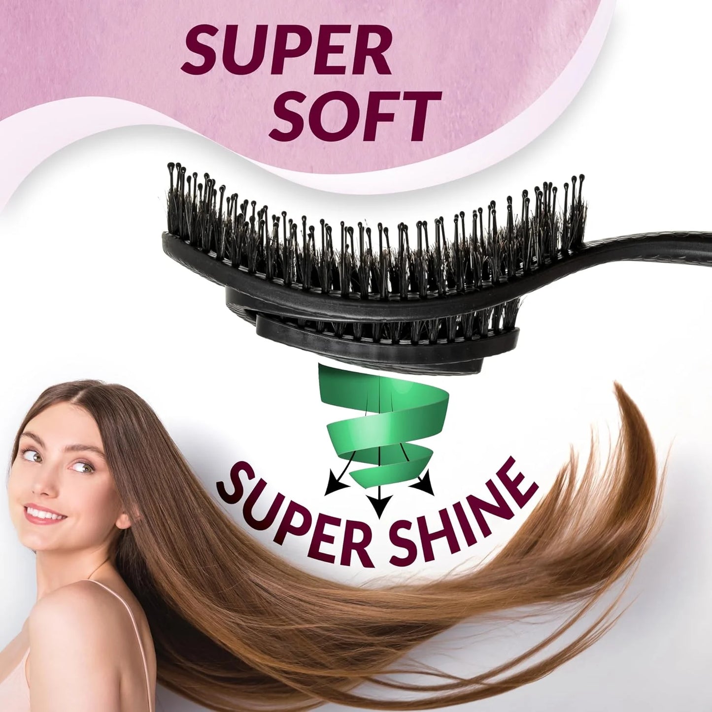 marQus Detangle Boar Brush Women and Men, Exclusive Ultra-soft bending Bristles and Body - Glide Through Tangles With Ease For All Hair Types - Women, Men, Wet And Dry Hair, 1pcs Brown Brush