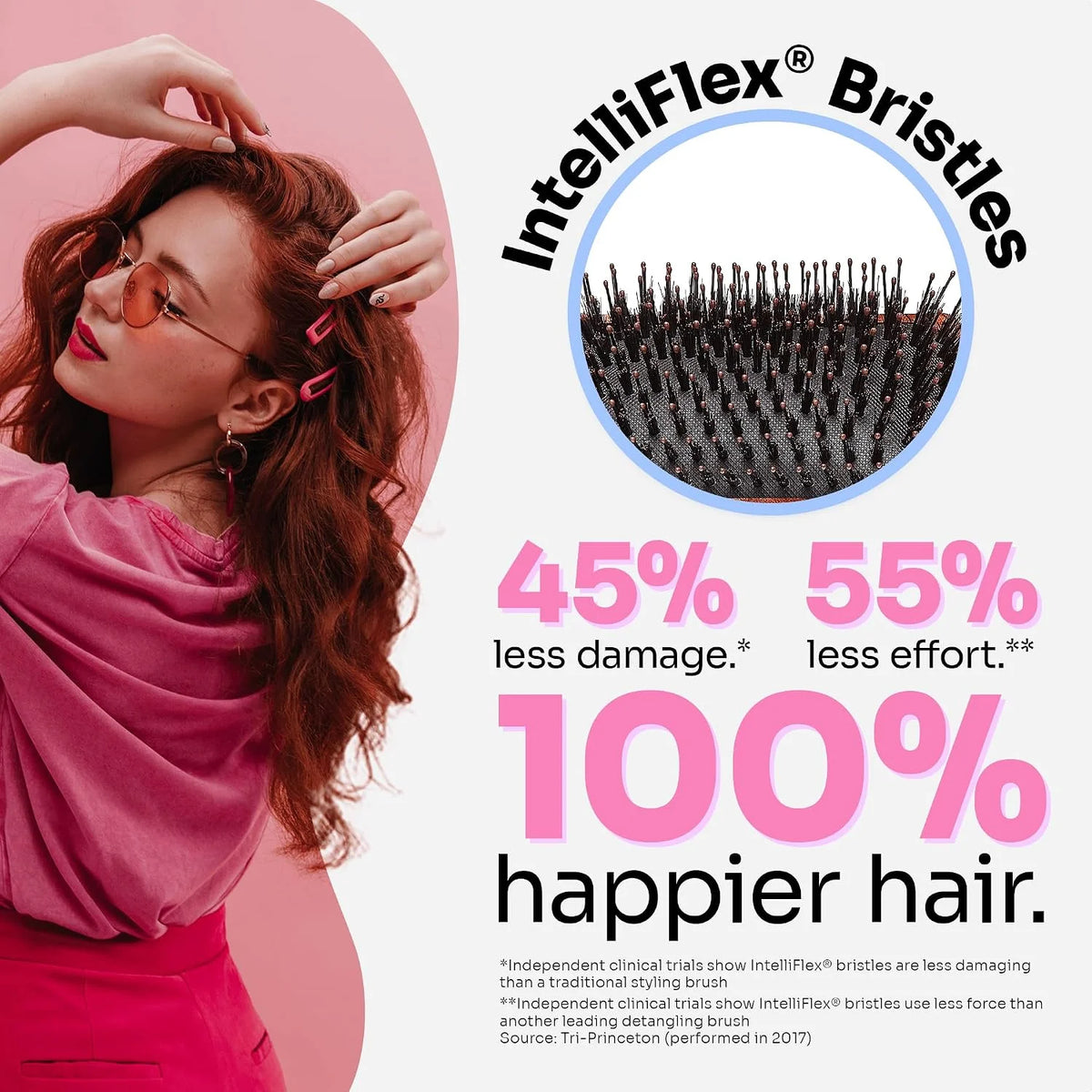 Wet Brush Paddle Shine Enhancer with Argan Oil, Distressed Wood - Ultra-Soft IntelliFlex Detangling Bristles with Boar Bristles For A Smooth & Shiny Finish - Pain-Free Hair Brush For Women & Men