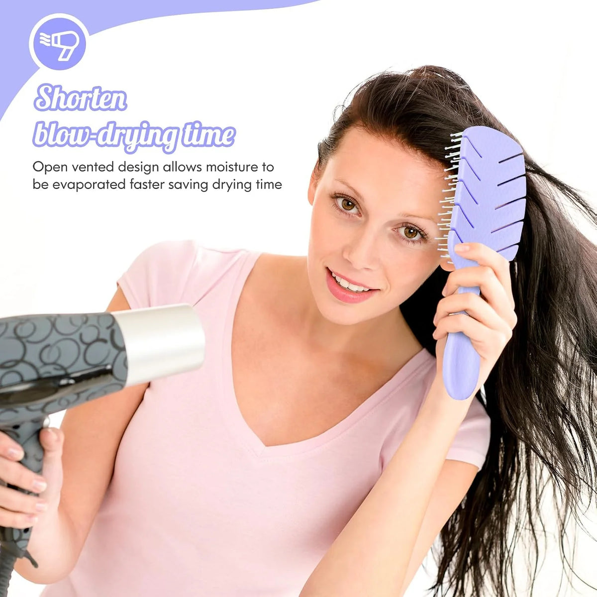 Hair Brush, Vented Paddle Detangle Brush, Purple