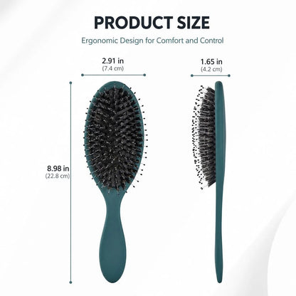 Boar Bristles Hair Brush for Women and Men, Detangling Hair Brush for Smoothing Massage Add Shine, Nylon&Boar Bristles Detangler brush for Hair Healthy (1 Pack-MintGreen)