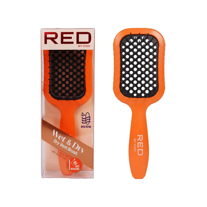 RED by Kiss Dry Vent Heat-Resistant Hair Brush, Detangling Fast Blow Drying for Wet Dry Curly Thick Straight Hair, Vented Detangler for Women Men Children Kids (Yellow)
