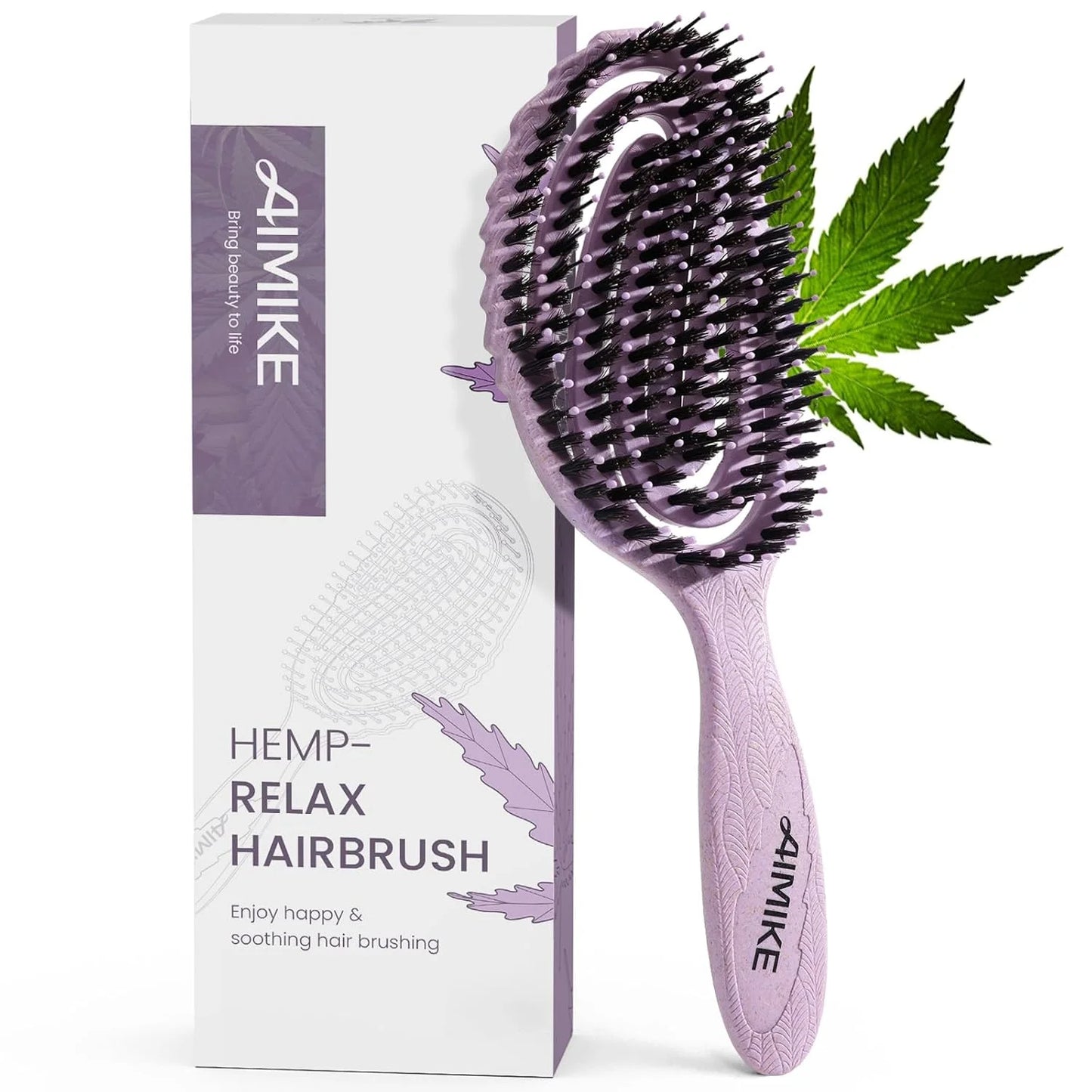 AIMIKE Hemp-Relax Detangling Hair Brush for Wet & Dry Hair, Beige