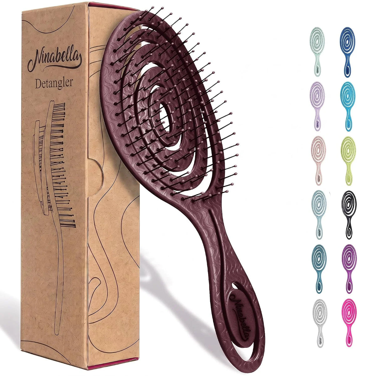 Ninabella Detangler Brush - No Tangle Hair Brush for Women, Fine, Thick and Long Hair - Hairbrush for Wet and Dry Hair, Gentle on the Scalp - Light Blue
