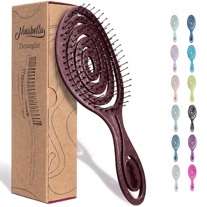 Ninabella Detangler Brush - No Tangle Hair Brush for Women, Fine, Thick and Long Hair - Hairbrush for Wet and Dry Hair, Gentle on the Scalp - Light Blue