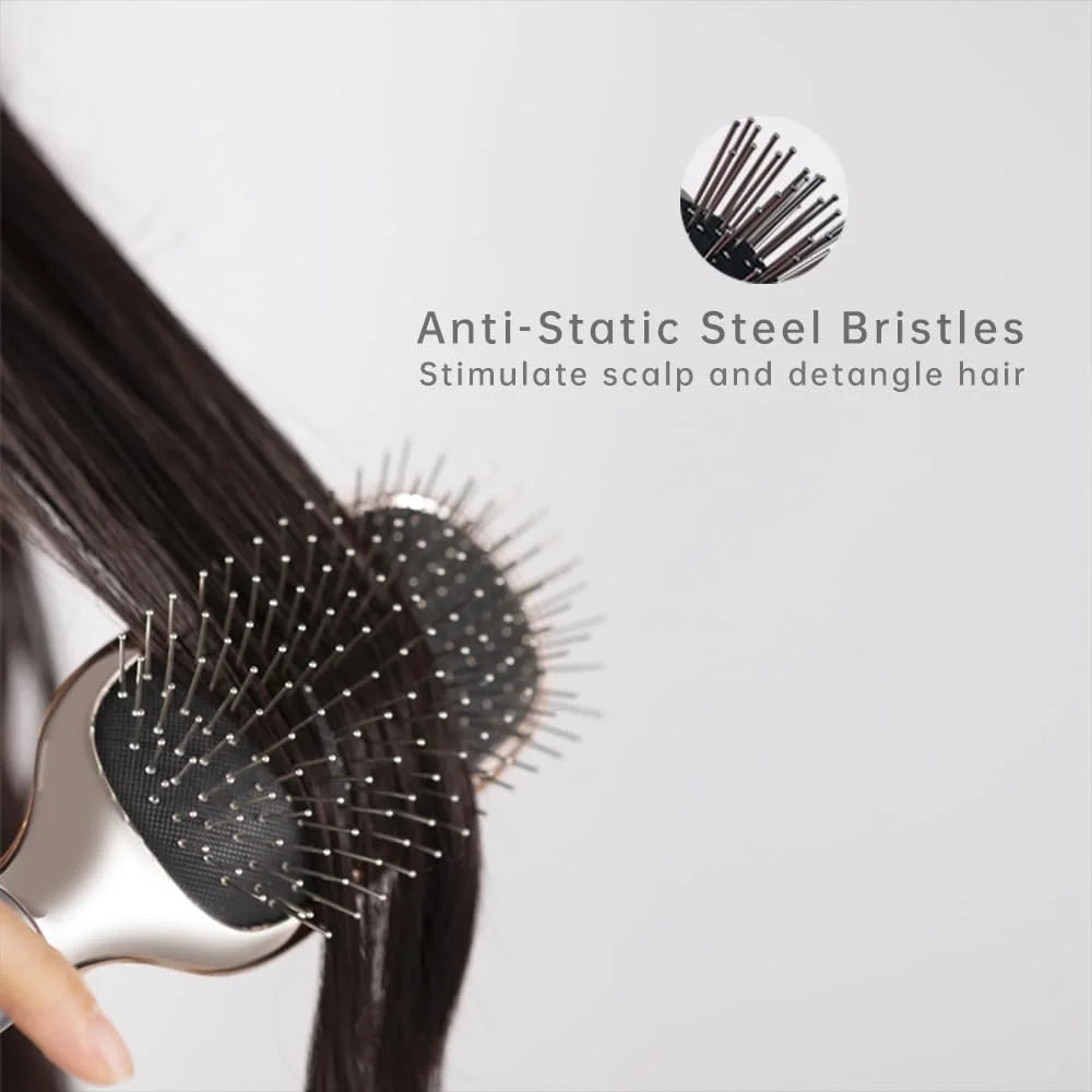 Melbang Hair Brush for Thick Curly Thin Long Short Wet or Dry Hair Adds Shine and Makes Hair Smooth Hair Comb Paddle Hair Brush for Men Women Kid (Silver)