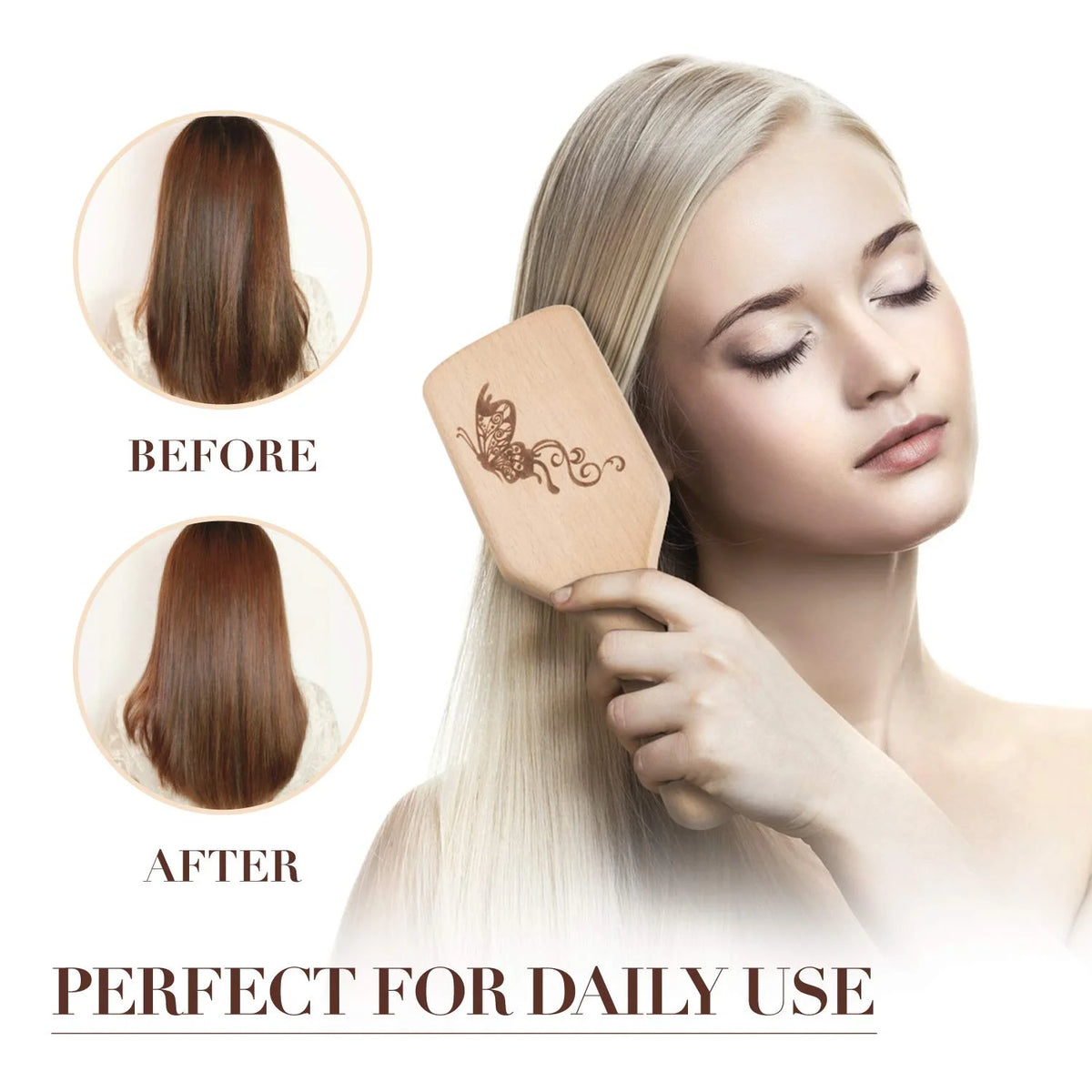 URTHEONE Hair Brush,Boar Bristle Hair Brushes and Styling Comb Set for Women Men Kids, Best Natural Wooden Paddle Hairbrush for Wet or Dry Hair Detangling Smoothing Massaging