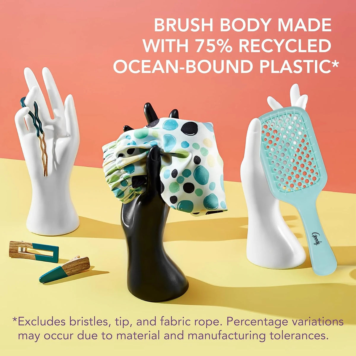 Planet Goody Ocean Rescue Vented Paddle Brush - Teal, Ouchless Detangler with Flexible Bristles, Helps Accelerate Drying, Use as a Detangling or Styling Brush, All Hair Types