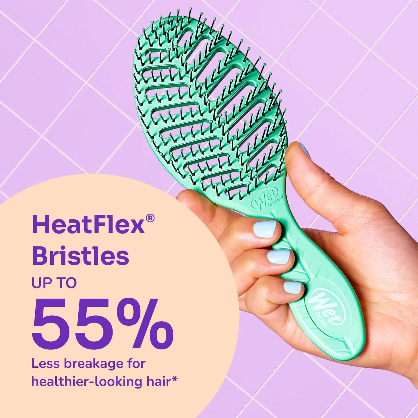 Wet Brush Go Green Speed Dry Hair Brush, Green - Vented Design & Ultra Soft HeatFlex Bristles - Ergonomic Handle Manages Tangle & Uncontrollable Hair - Pain-Free Hair Accessories
