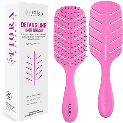 Fiora Naturals Detangler Brush for Wet and Dry Hair, Soft Detangling Brush