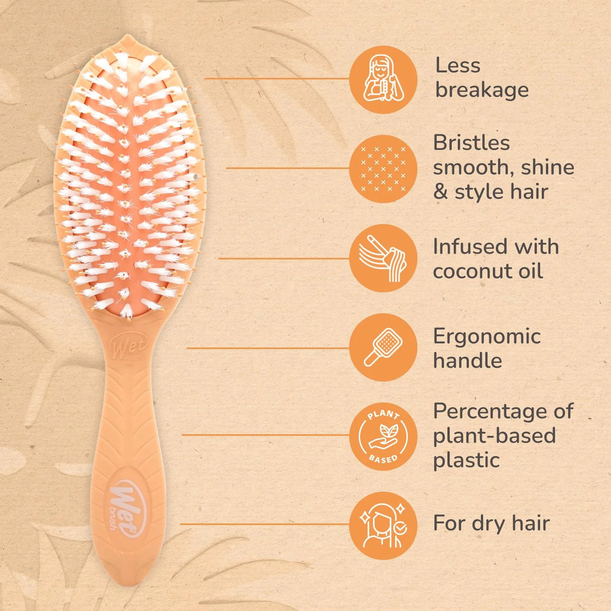 Wet Brush Go Green Coconut Oil Infused Detangling Hair Brush - Pain-Free Ultra-Soft Detangler Bristles Glide Through Tangles with Ease - Protects Against Split Ends (Pack of 2)