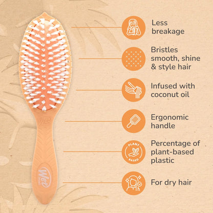 Wet Brush Go Green Coconut Oil Infused Detangling Hair Brush - Pain-Free Ultra-Soft Detangler Bristles Glide Through Tangles with Ease - Protects Against Split Ends (Pack of 2)
