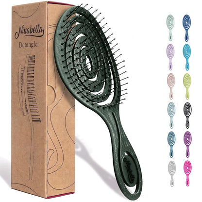 Ninabella Detangler Brush - No Tangle Hair Brush for Women, Fine, Thick and Long Hair - Hairbrush for Wet and Dry Hair, Gentle on the Scalp - Light Blue