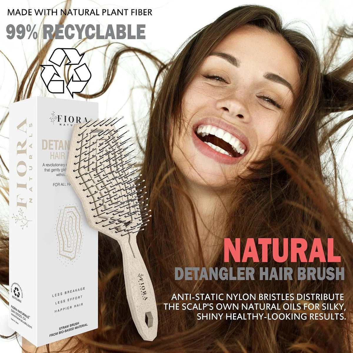 Fiora Naturals Detangling Hair Brush for Women, Detangler Hair Brush, Pink