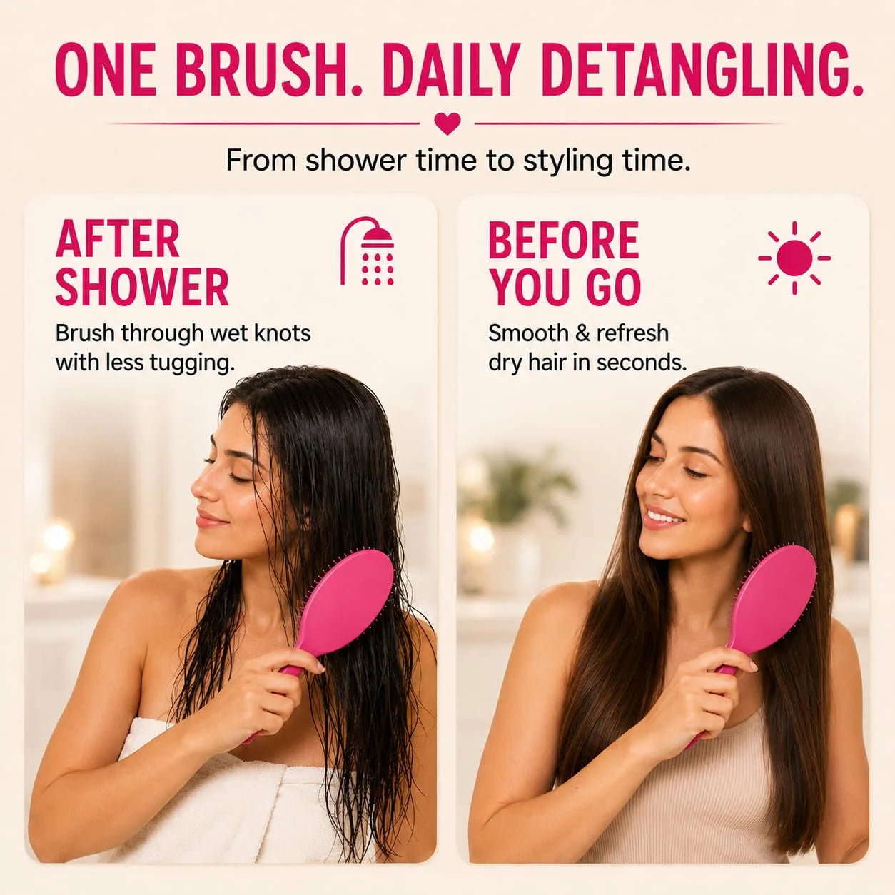 HerStyler Purple Hair Brush Detangler -Pain Free, No Breakage