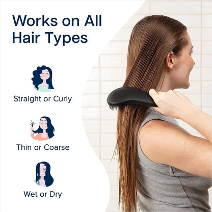Crave Naturals Biggie Glide Thru Hair Brush - Detangler Brush for Curly, Straight, Wet or Dry Hair - Gentle Detangling Brushes for Adults, Kids, Toddlers - Hair Accessories for Women, 8.4x3.4" - Black