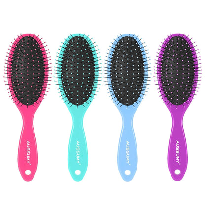 Air Cushion Detangling Hair Brush - 2 Pack Detangler Hairbrush with Ultra Soft Bristles for Effortless Tangle Removal - For Wet Dry Damaged Curly Hair for Women Men Boys Girls Kids - Pink