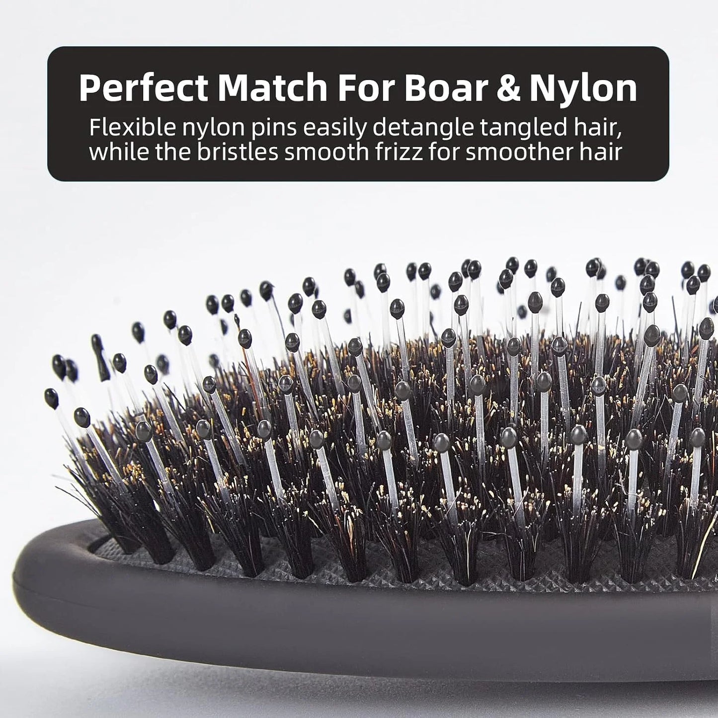 Boar Bristles Hair Brush for Women and Men, Detangling Hair Brush for Smoothing Massage Add Shine, Nylon&Boar Bristles Detangler brush for Hair Healthy (1 Pack-MintGreen)