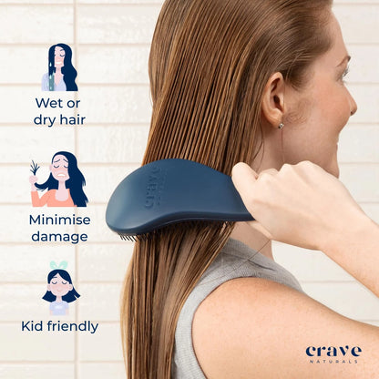 Crave Naturals Biggie Glide Thru Hair Brush - Detangler Brush for Curly, Straight, Wet or Dry Hair - Gentle Detangling Brushes for Adults, Kids, Toddlers - Hair Accessories for Women, 8.4x3.4" - Black