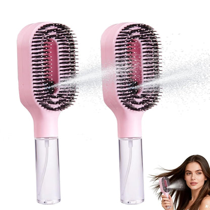 Hair Brush with Water Spray - 2-in-1 Detangler Brush for Frizz Control