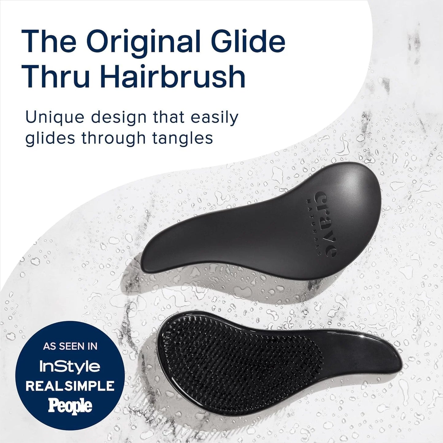Crave Naturals Biggie Glide Thru Hair Brush - Detangler Brush for Curly, Straight, Wet or Dry Hair - Gentle Detangling Brushes for Adults, Kids, Toddlers - Hair Accessories for Women, 8.4x3.4" - Black