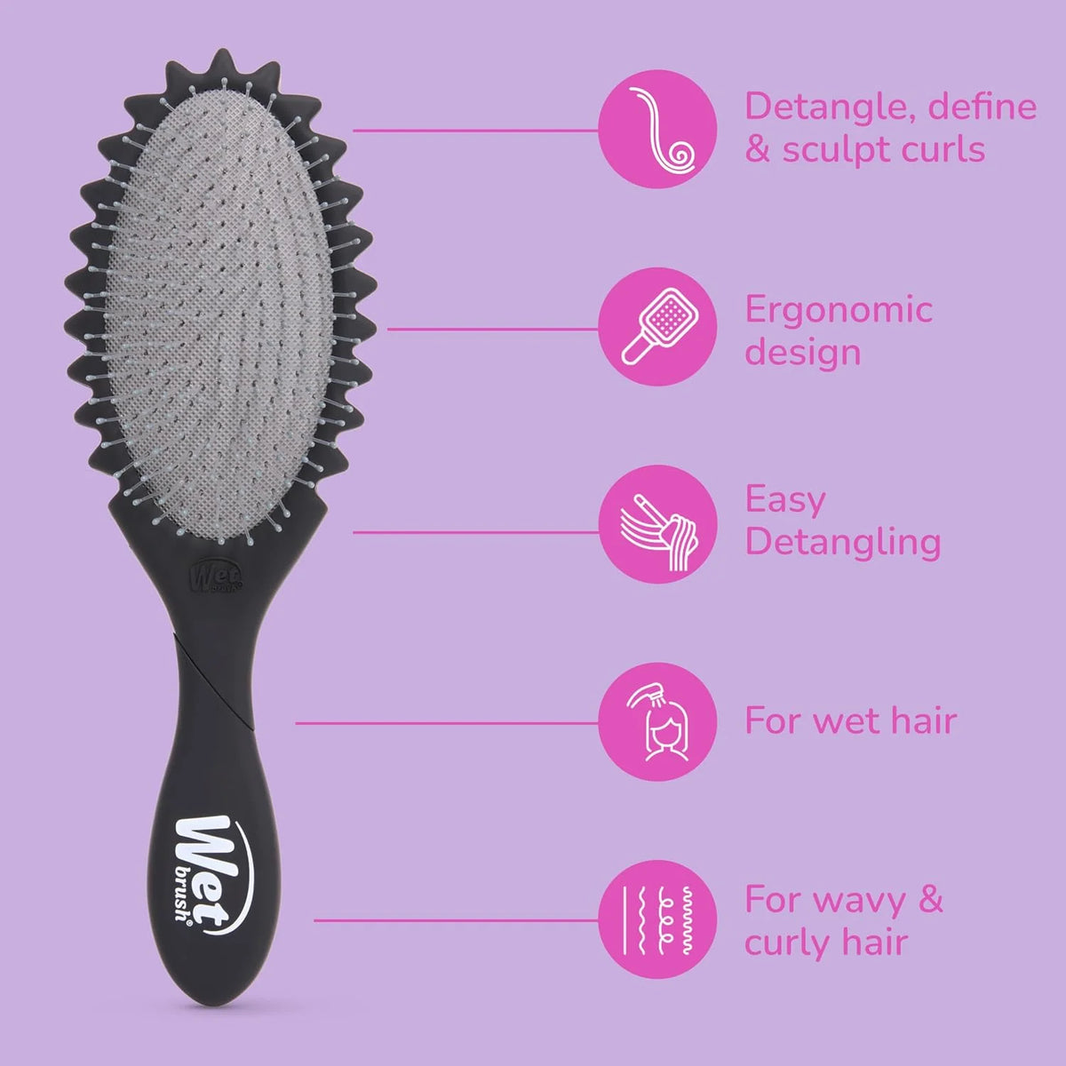 Wet Brush Curl Shaper Detangler Brush, Pink, Made for Women, Men & Kids