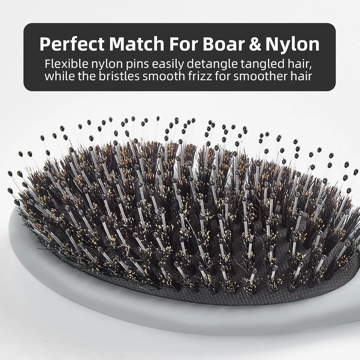 Boar Bristles Hair Brush for Women and Men, Detangling Hair Brush for Smoothing Massage Add Shine, Nylon&Boar Bristles Detangler brush for Hair Healthy (1 Pack-MintGreen)