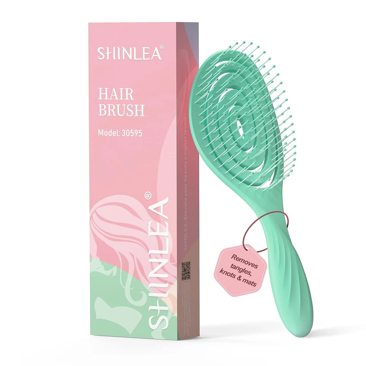 SHINLEA Hair Brush, Detangle Anti Tangle Brush, Spiral Hairbrush for Wet & Dry Hair, Women, Men, Kids, Glide Through Tangles For All Hair Types, Green
