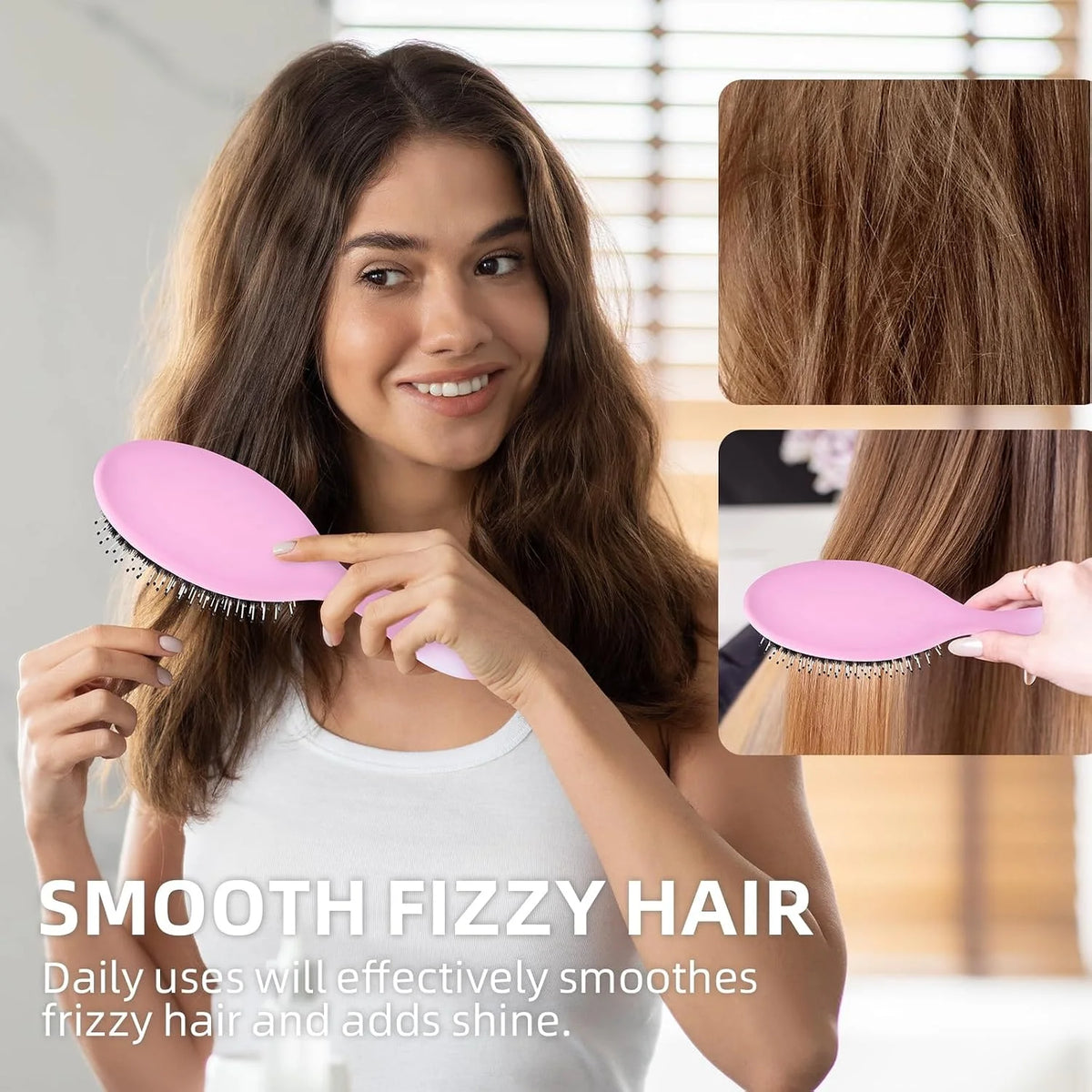 Boar Bristles Hair Brush for Women and Men, Detangling Hair Brush for Smoothing Massage Add Shine, Nylon&Boar Bristles Detangler brush for Hair Healthy (1 Pack-MintGreen)