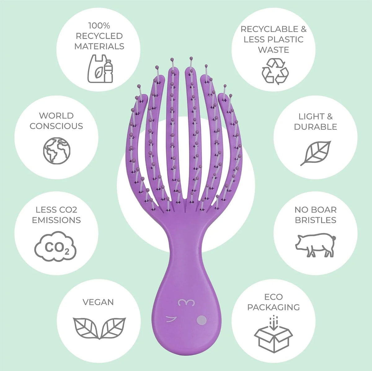 Ninabella Mini Detangling Hairbrush - Cute Colorful Octopus Detangle Brush - For Blow Dry or Brushing Wet Tangled Hair - Detangler Hair Brush - Small Hairbrushes - Rose