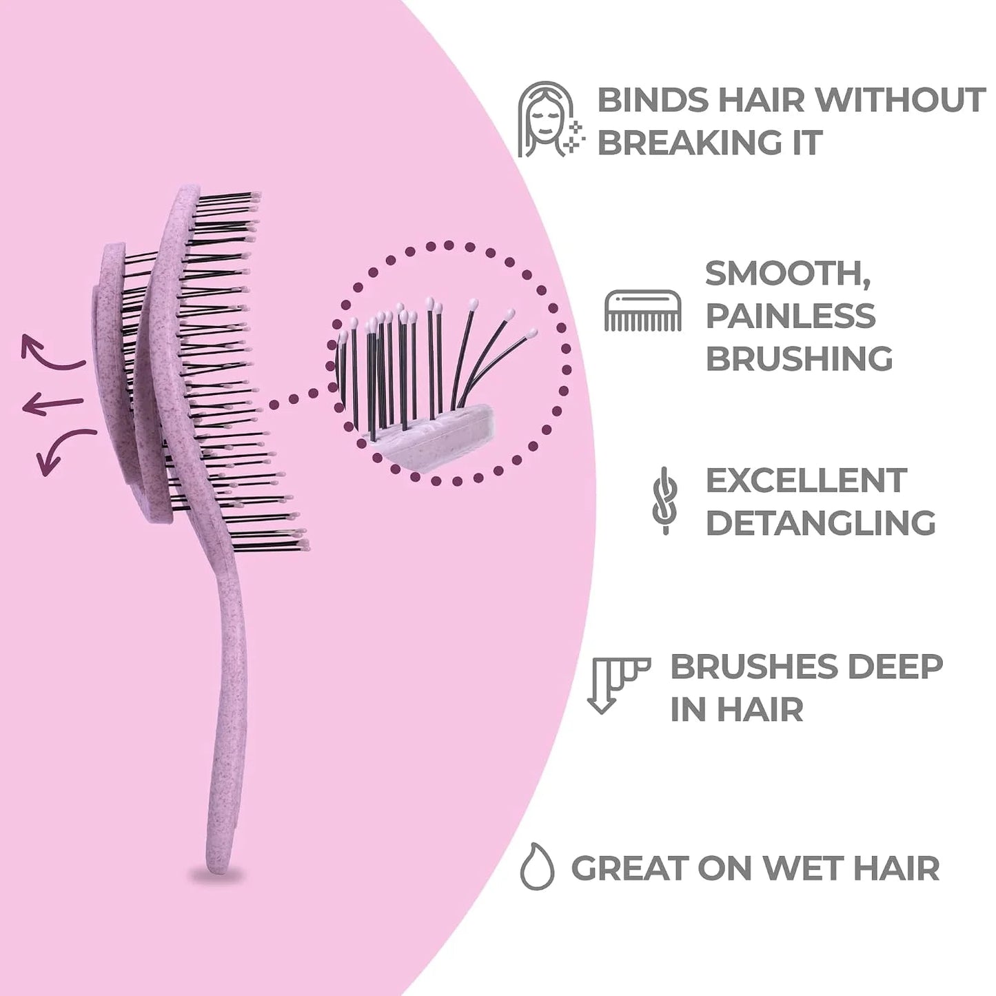 Ninabella Detangler Brush - No Tangle Hair Brush for Women, Fine, Thick and Long Hair - Hairbrush for Wet and Dry Hair, Gentle on the Scalp - Light Blue