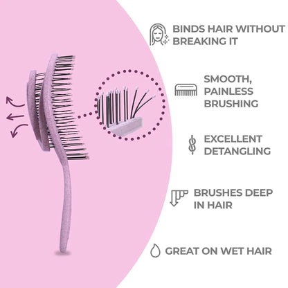 Ninabella Detangler Brush - No Tangle Hair Brush for Women, Fine, Thick and Long Hair - Hairbrush for Wet and Dry Hair, Gentle on the Scalp - Light Blue