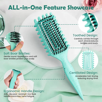 ABOYOY Curl Defining Brush with Side Gear for Curly Hair, Detangling & Styling Brush for Women Men, Lightweight Ergonomic Candy Brush Works on Wet or Dry Hair (Purple)