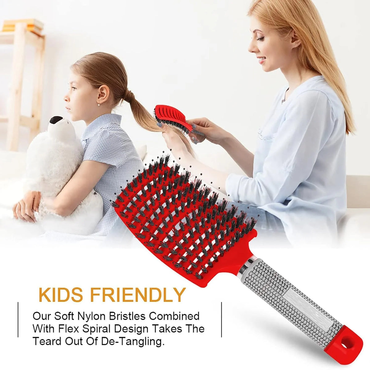Detangling Brush, Wet Dry Detangler Hair Brushes, Vented Detangling Brush, Fast Drying Styling Massage Hairbrush for Women & Kids’ Long, Thick, Thin, Curly & Tangled Hair (Gold)
