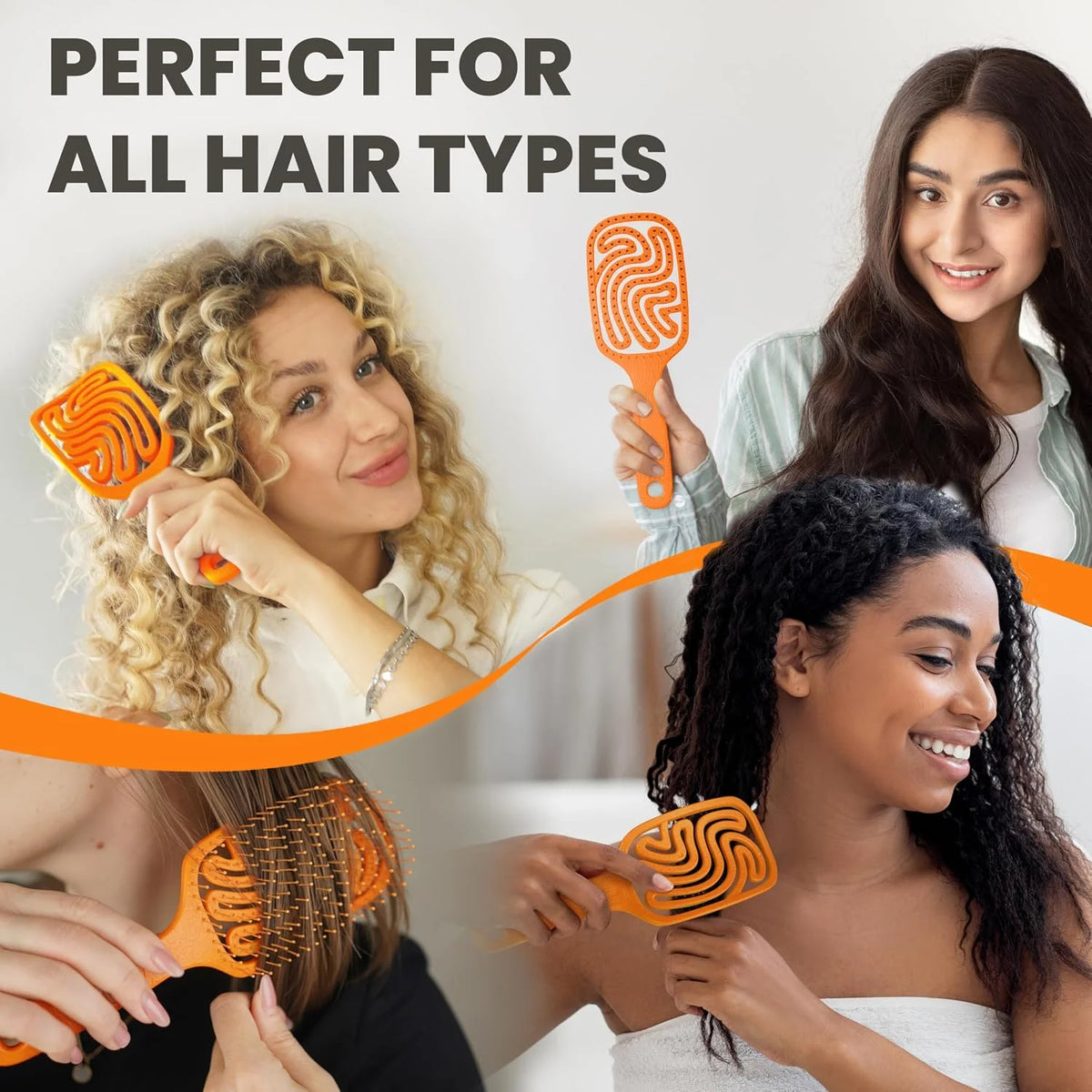 Detangler Brush – Pain-Free Detangling Hair Brush for Wet & Dry Hair – Effortless Detangling Brush for Curly, Fine & Tangled Hair – Hairbrush for Women, Men & Kids – Purple