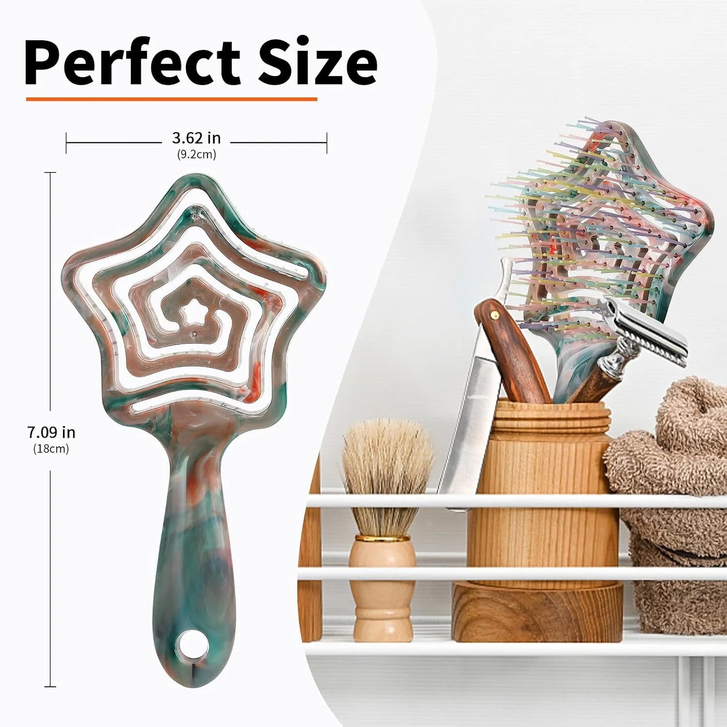 Detangling Wet Hair Brush for Thin or Straight Hair Wet or Dry,Star