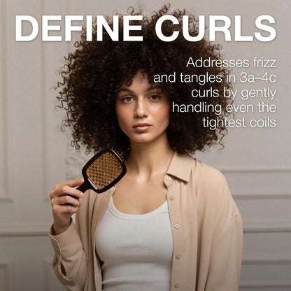Janeke J-Brush Detangling Comb for Curly and Wavy Hair – Wide Tooth J-Shape Brush for Wet and Dry Use – Anti-Frizz, Lightweight and Gentle on Scalp – Made in Italy Professional Styling Tool (Black)