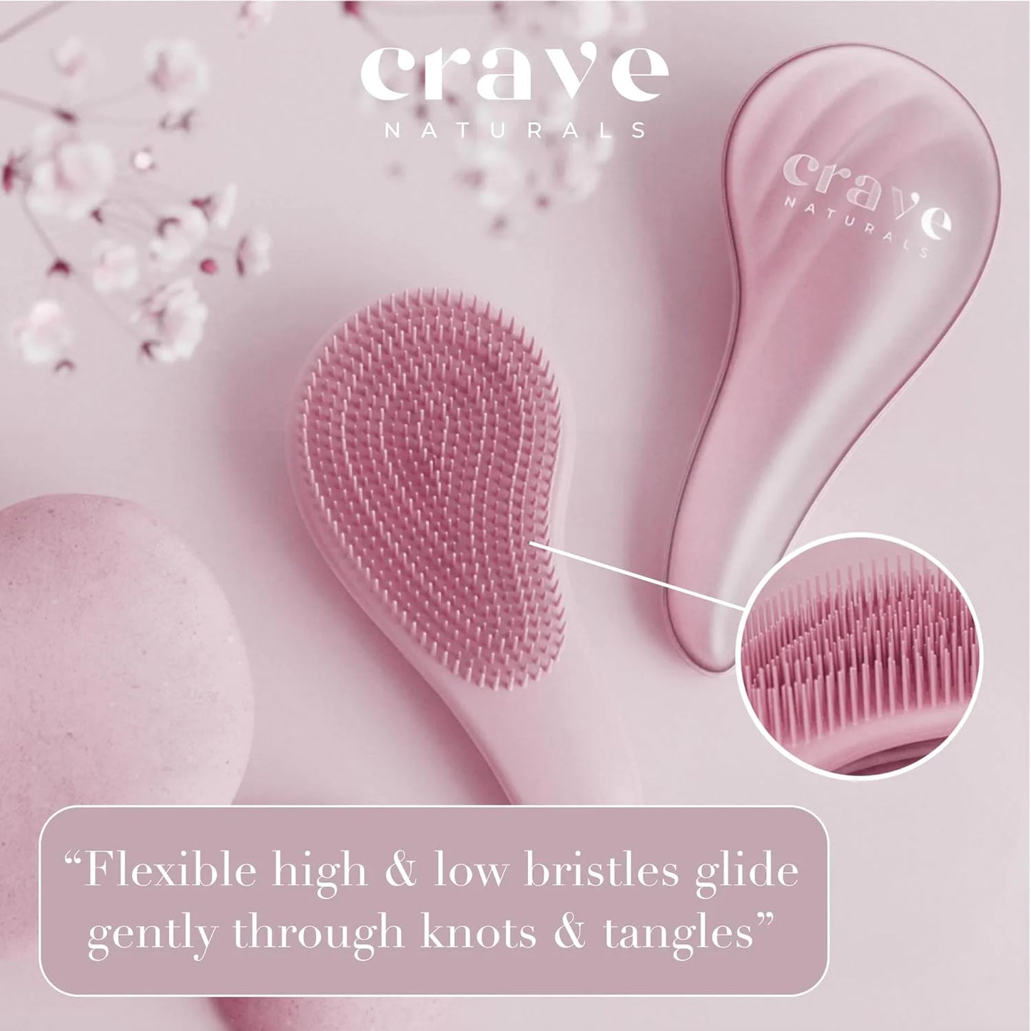 Crave Naturals Detangling Hair Brush Large Turquoise – Glide Thru Hair Detangler Brush for Women, Kids & Toddlers – Gentle Scalp Care, No-Pain Tangle-Free Hairbrush for All Hair Types
