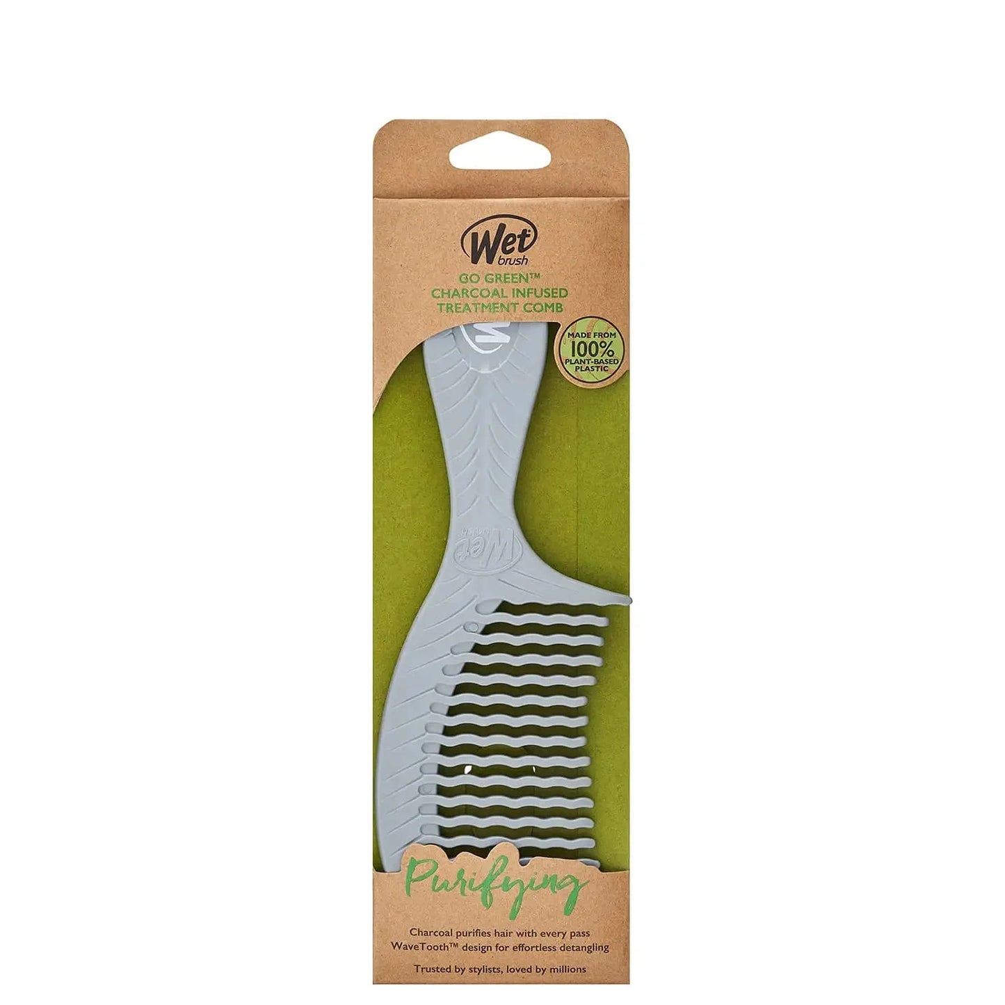 Wet Brush Go Green Charcoal Infused Treatment Comb - Wide Tooth Hair Detangler with WaveTooth Design that Gently and Glides Through Tangles - No Split Ends and No Damage