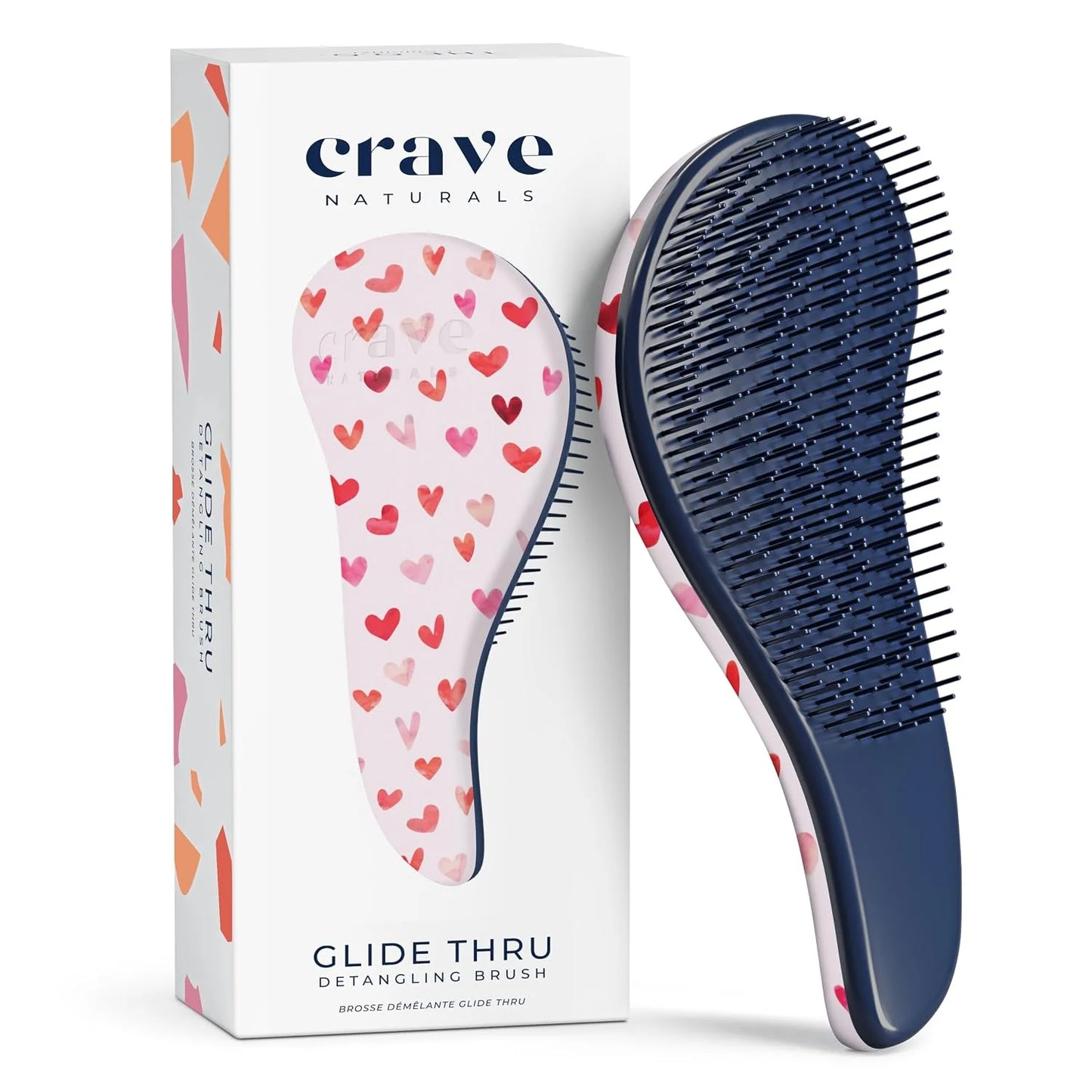 Crave Naturals Biggie Glide Thru Hair Brush - Detangler Brush for Curly, Straight, Wet or Dry Hair - Gentle Detangling Brushes for Adults, Kids, Toddlers - Hair Accessories for Women, 8.4x3.4" - Black