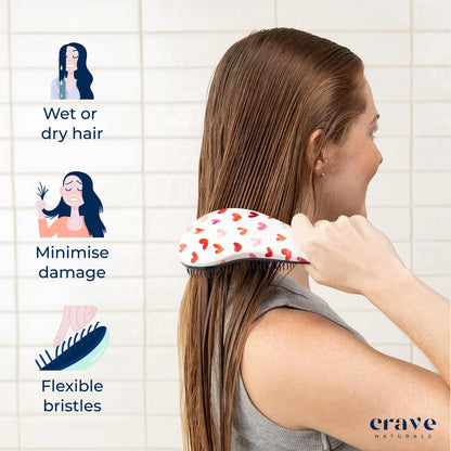 Crave Naturals Biggie Glide Thru Hair Brush - Detangler Brush for Curly, Straight, Wet or Dry Hair - Gentle Detangling Brushes for Adults, Kids, Toddlers - Hair Accessories for Women, 8.4x3.4" - Black