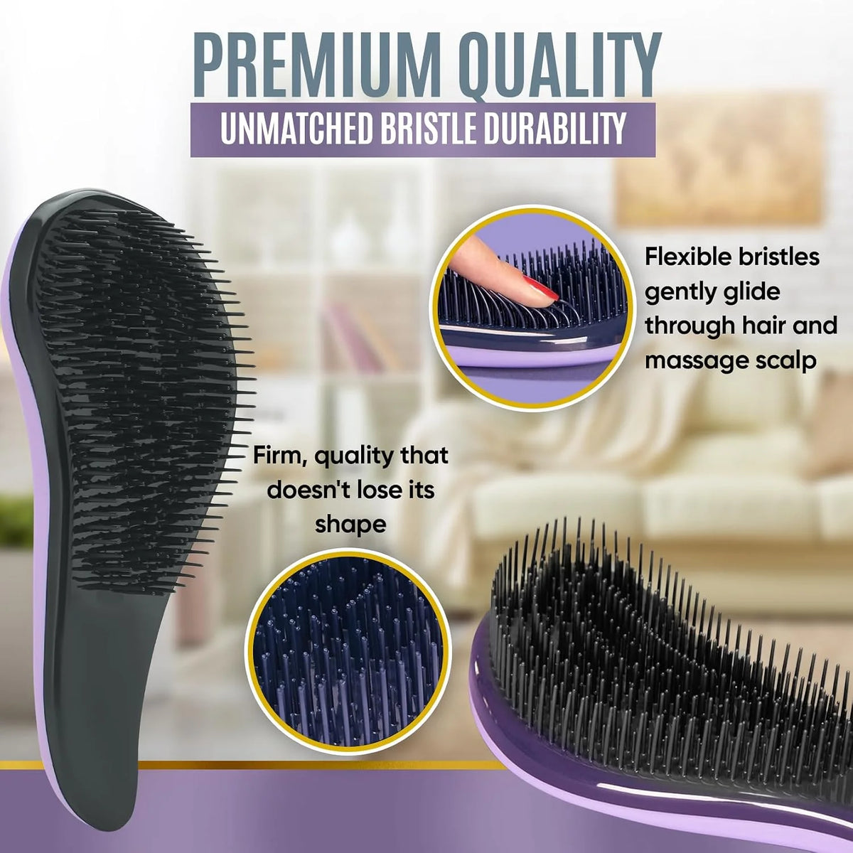 Detangling Hair Brush - Gentle Wet Dry Hairbrush Purple