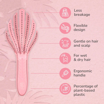 Wet Brush Go Green Curl Detangler Hair Brush - Pale Pink Ultra-Soft IntelliFlex Detangling Bristles Glide Through Tangles with Ease - Great For Curly Hair-No Split Ends & Pain-Free for Wet or Dry Hair
