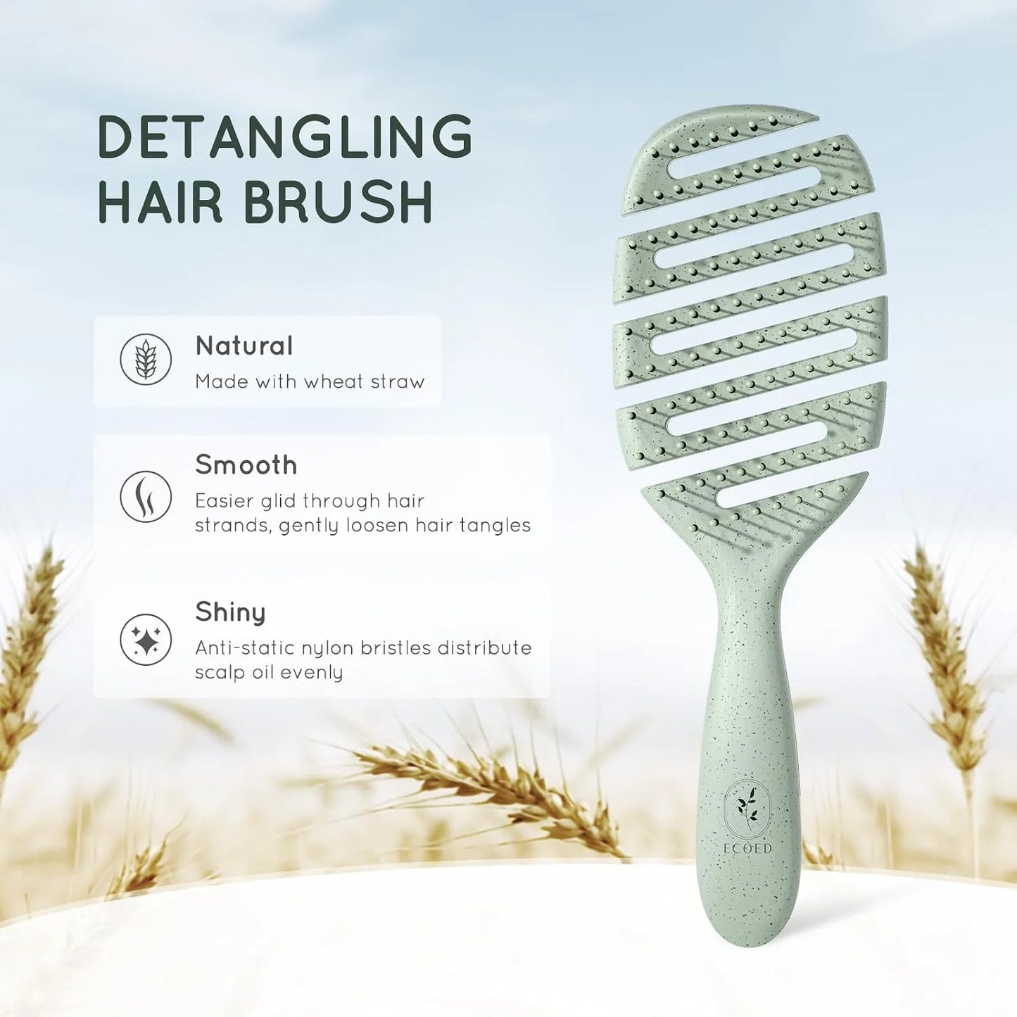 Detangler Hairbrush, Soft Bristle Detangling Brush,Quick Smoothing(Natural)