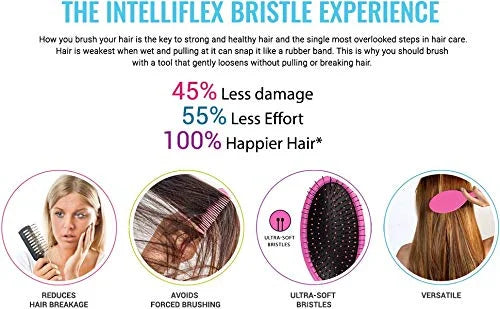 Wet Brush Disney Original Detangler Brush Princess Wholehearted - Jasmine, Dark Purple - All Hair Types - Ultra-Soft IntelliFlex Bristles Glide Through Tangles with Ease