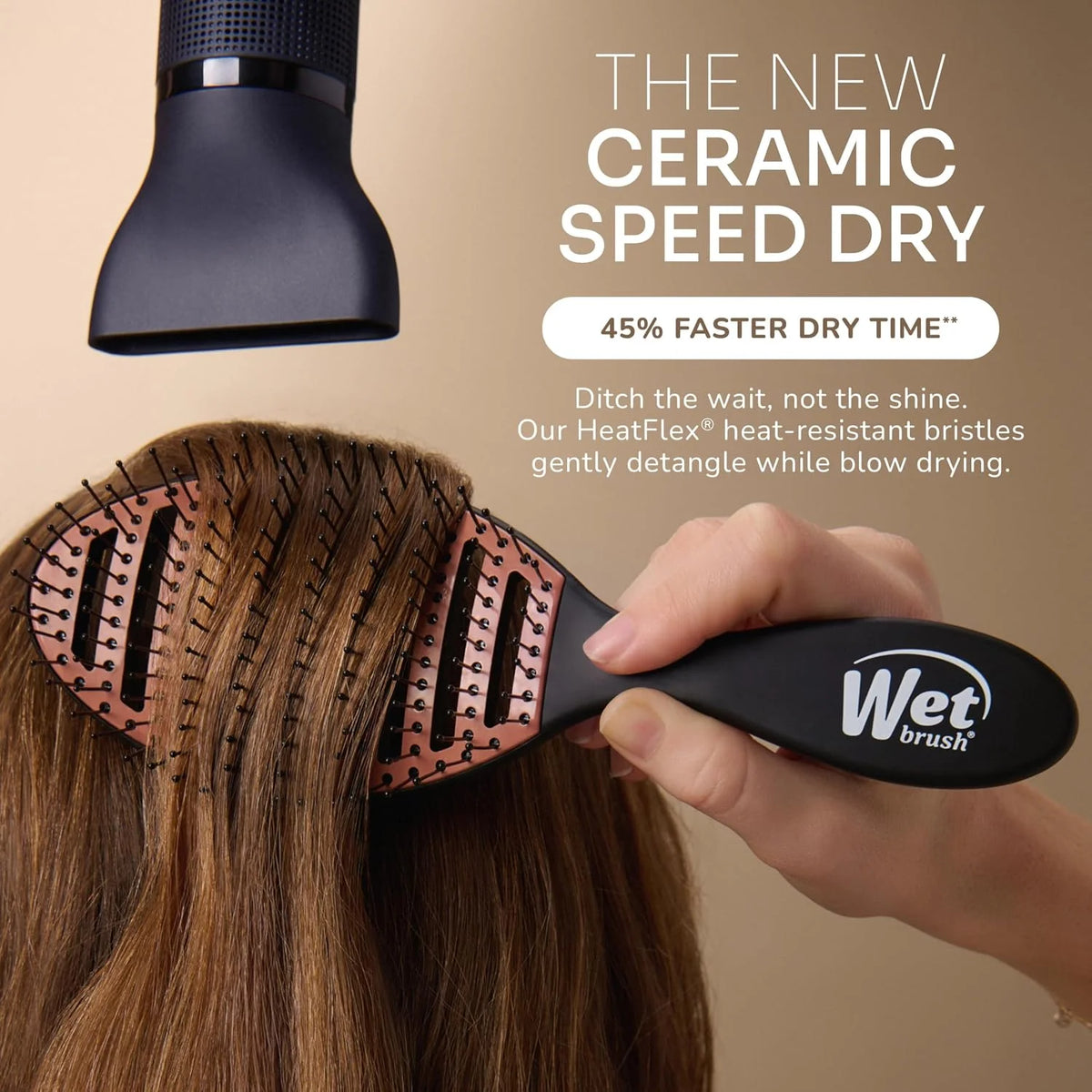 Wet Brush Ceramic Speed Dry Detangler, Black, Vented Blow-Dry Hair Brush