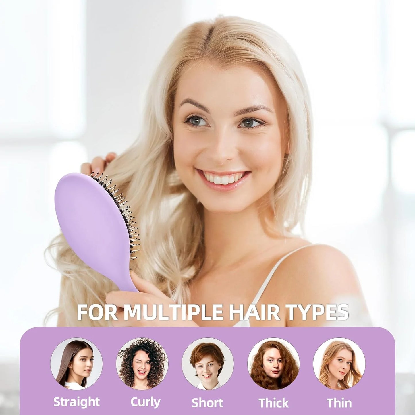 Boar Bristles Hair Brush for Women and Men, Detangling Hair Brush for Smoothing Massage Add Shine, Nylon&Boar Bristles Detangler brush for Hair Healthy (1 Pack-MintGreen)