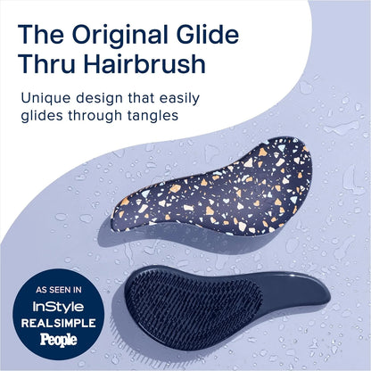 Crave Naturals Biggie Glide Thru Hair Brush - Detangler Brush for Curly, Straight, Wet or Dry Hair - Gentle Detangling Brushes for Adults, Kids, Toddlers - Hair Accessories for Women, 8.4x3.4" - Black